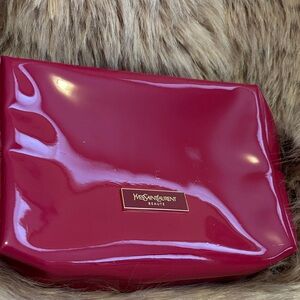 Yves Saint Laurent Patent Raspberry Cosmetic Pouch